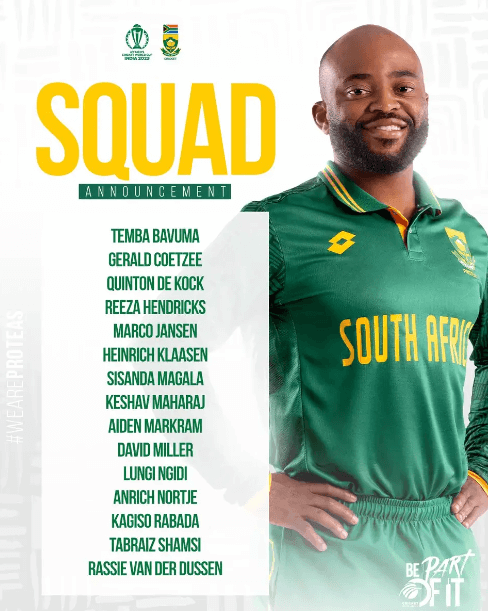 South africa team squad world cup 2023